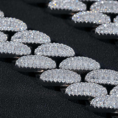 20mm D-Color Moissanite Oval Cuban Link | S925 Silver Men’s Iced Out Chain - CaratixJewelry