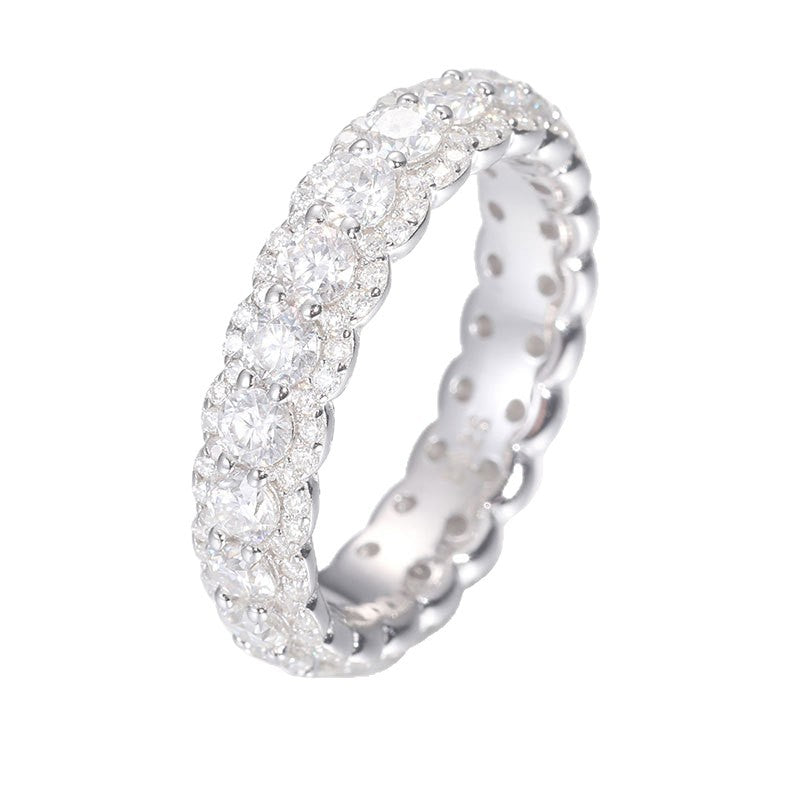 Moissanite Ice Cube Ring 925 Sterling Silver Band | Caratix