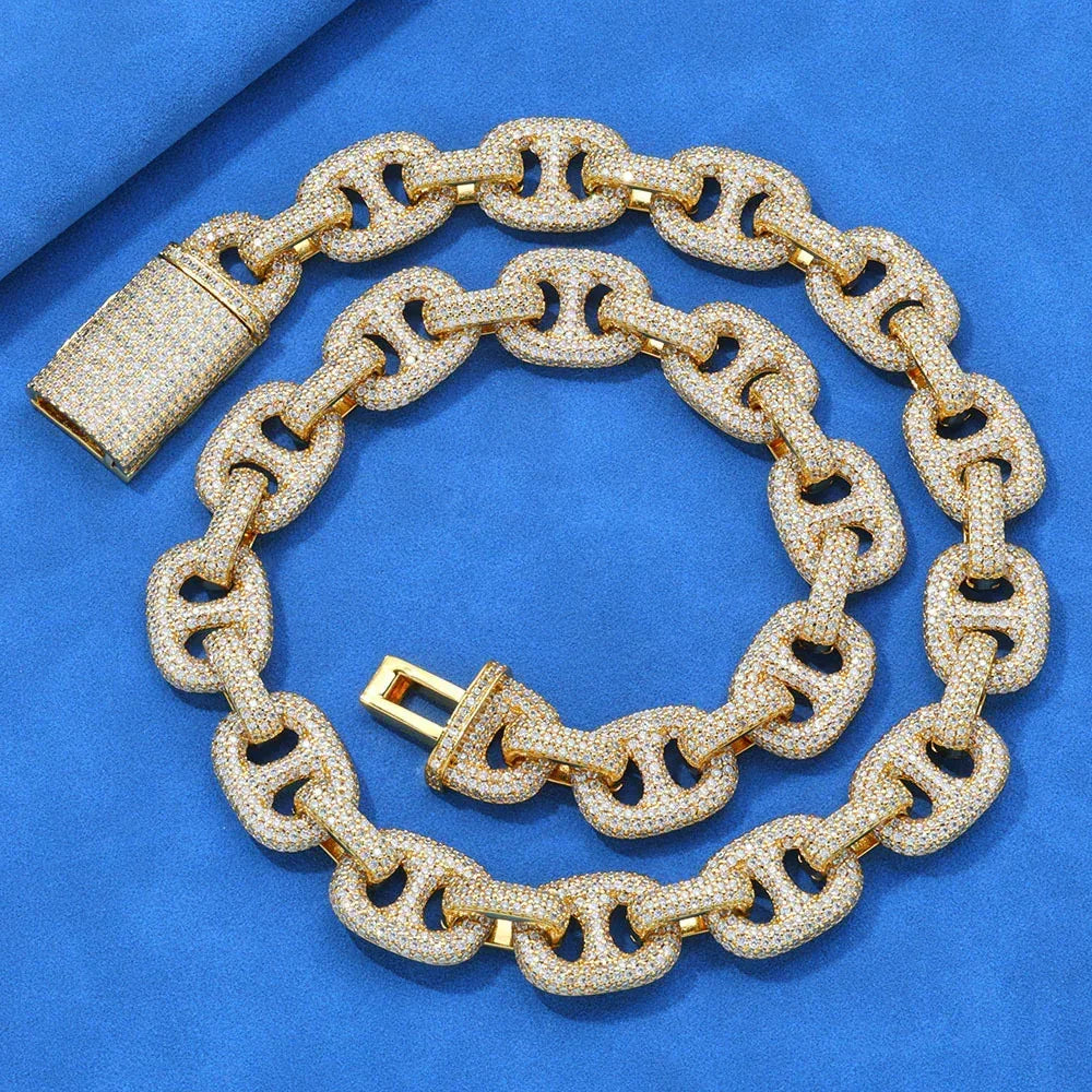 16mm Moissanite Nose Chain Cuban Necklace for Men – S925 Sterling Silver Luxury Hip Hop Jewelry - CaratixJewelry