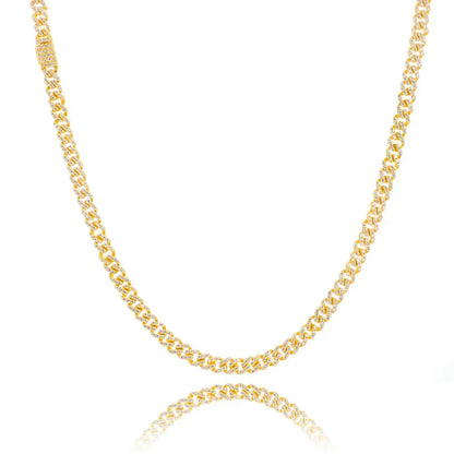 5mm Single-Row Moissanite Cuban Link Chain for Men – S925 Sterling Silver Luxury Hip Hop Necklace - CaratixJewelry