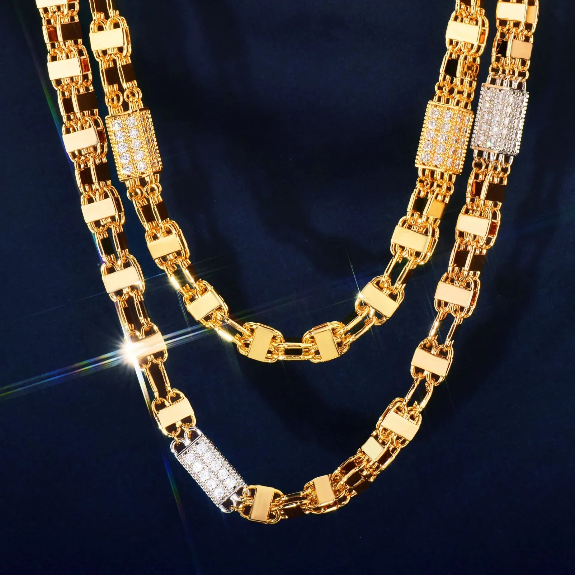 Square Box Chain Necklace with Copper & Zircon | Trendy Hip Hop Jewelry | Multiple Sizes | Caratix Jewelry - CaratixJewelry