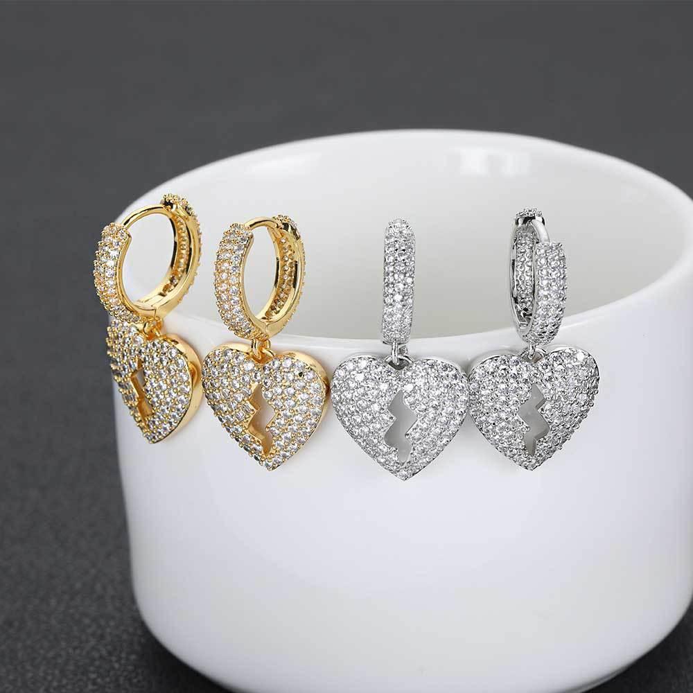 DIY Heartbreak Earrings with Micro-Pave Zircon Stones for Men | Trendy Hip Hop Jewelry | Caratix Jewelry - CaratixJewelry