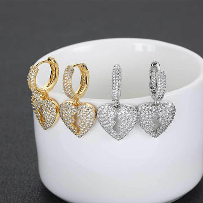 DIY Heartbreak Earrings with Micro-Pave Zircon Stones for Men | Trendy Hip Hop Jewelry | Caratix Jewelry - CaratixJewelry
