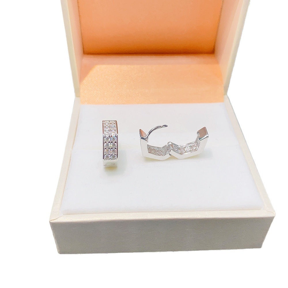 S925 Sterling Silver Moissanite Hoop Earrings | Full Pave Diamond Hoops | Caratix