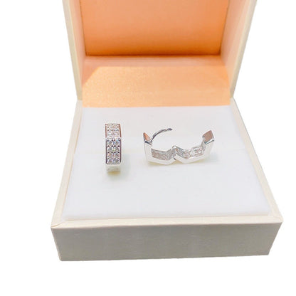 S925 Sterling Silver Moissanite Hoop Earrings | Full Pave Diamond Hoops | Caratix