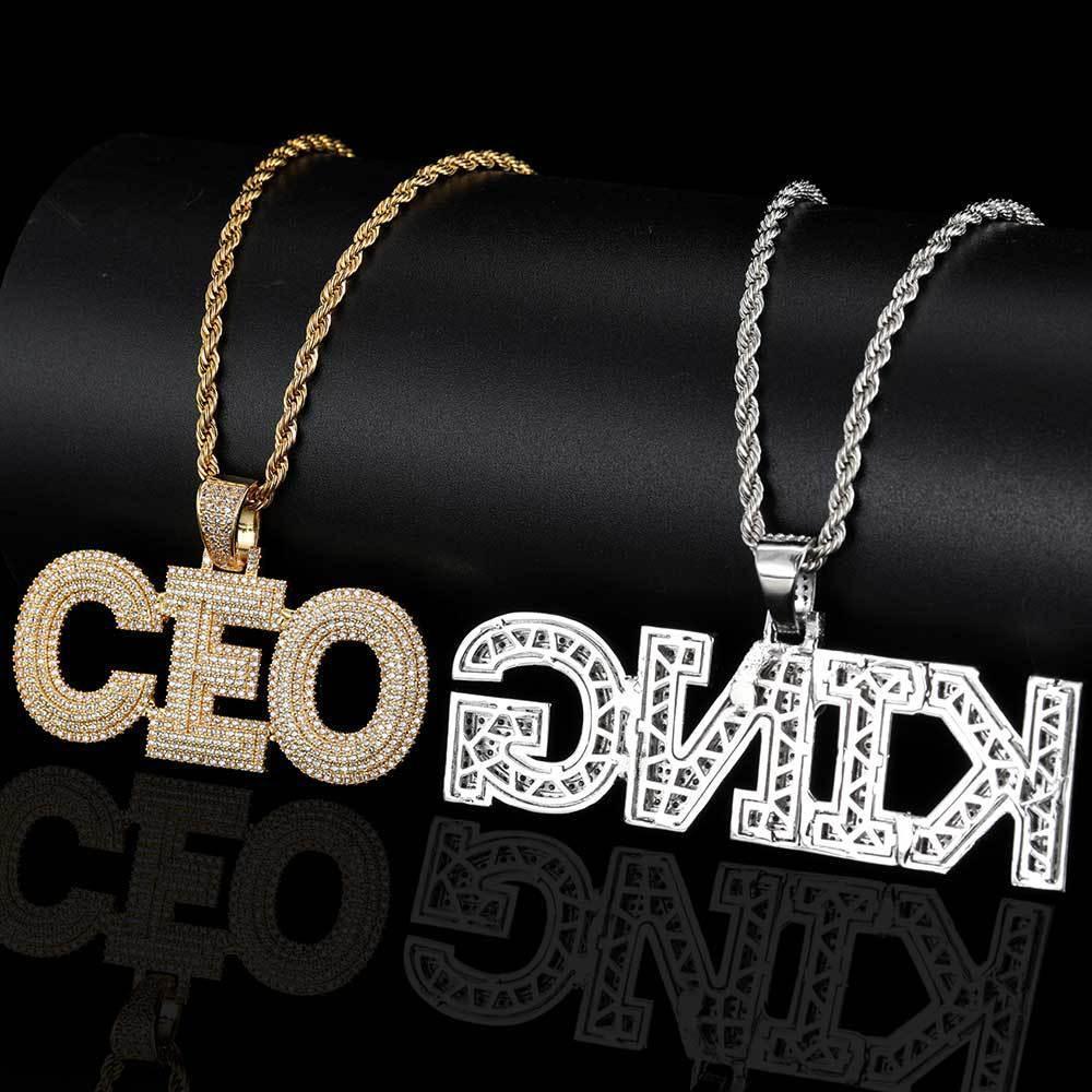 DIY 3-Layer Letter Pendant Necklace with Copper Frame and Full Zircon Stones for Men and Women | Caratix Jewelry - CaratixJewelry