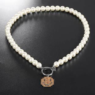 8mm Stainless Steel Cuban Chain Pearl Cross Necklace for Men | Caratix Jewelry - CaratixJewelry