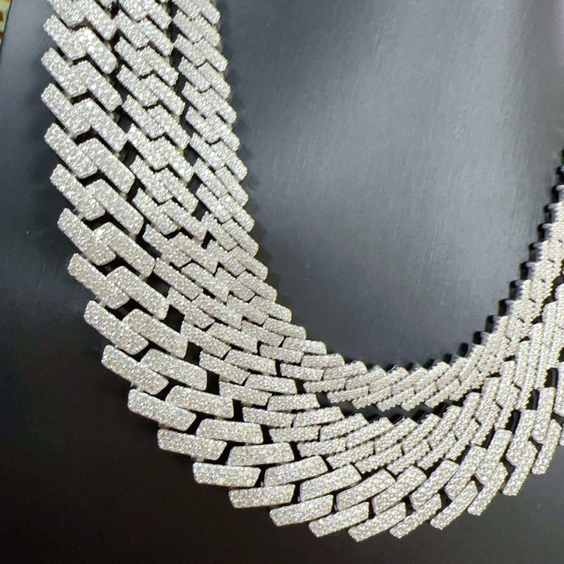 10/12/15mm Moissanite Cuban Link Necklace | S925 Silver Iced Out Chain - CaratixJewelry