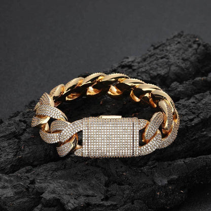 20mm 4-Row Zircon Bubble Cuban Chain Bracelet for Men | Caratix Jewelry - CaratixJewelry