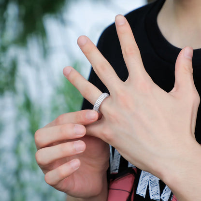 Men's S925 Sterling Silver Iced Out Ring | Full Micro-Pave Hip Hop Band | Caratix