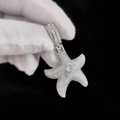 Starfish Pendant Necklace with Zircon Stones in Ocean Style for Men | Caratix Jewelry - CaratixJewelry