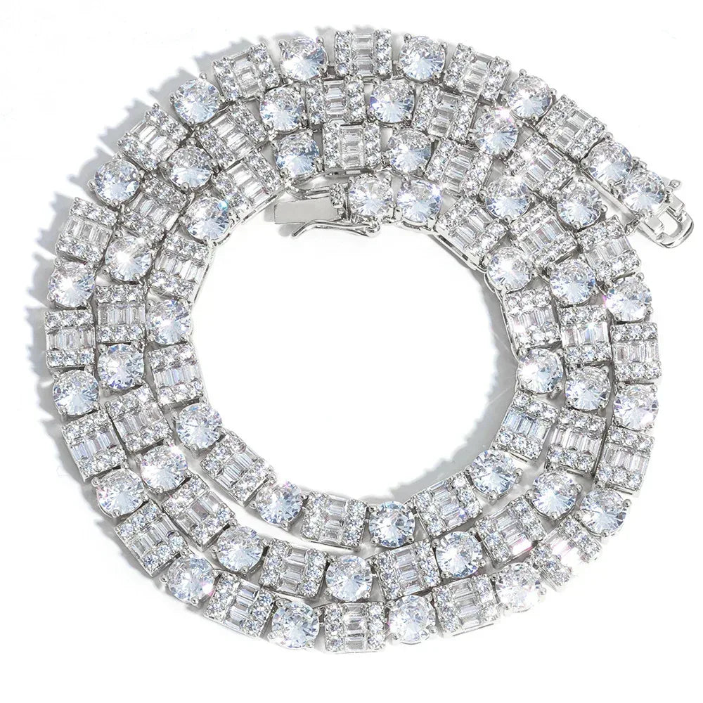Mixed-Cut Moissanite Tennis Chain – S925 Sterling Silver Luxury Hip Hop Necklace - CaratixJewelry