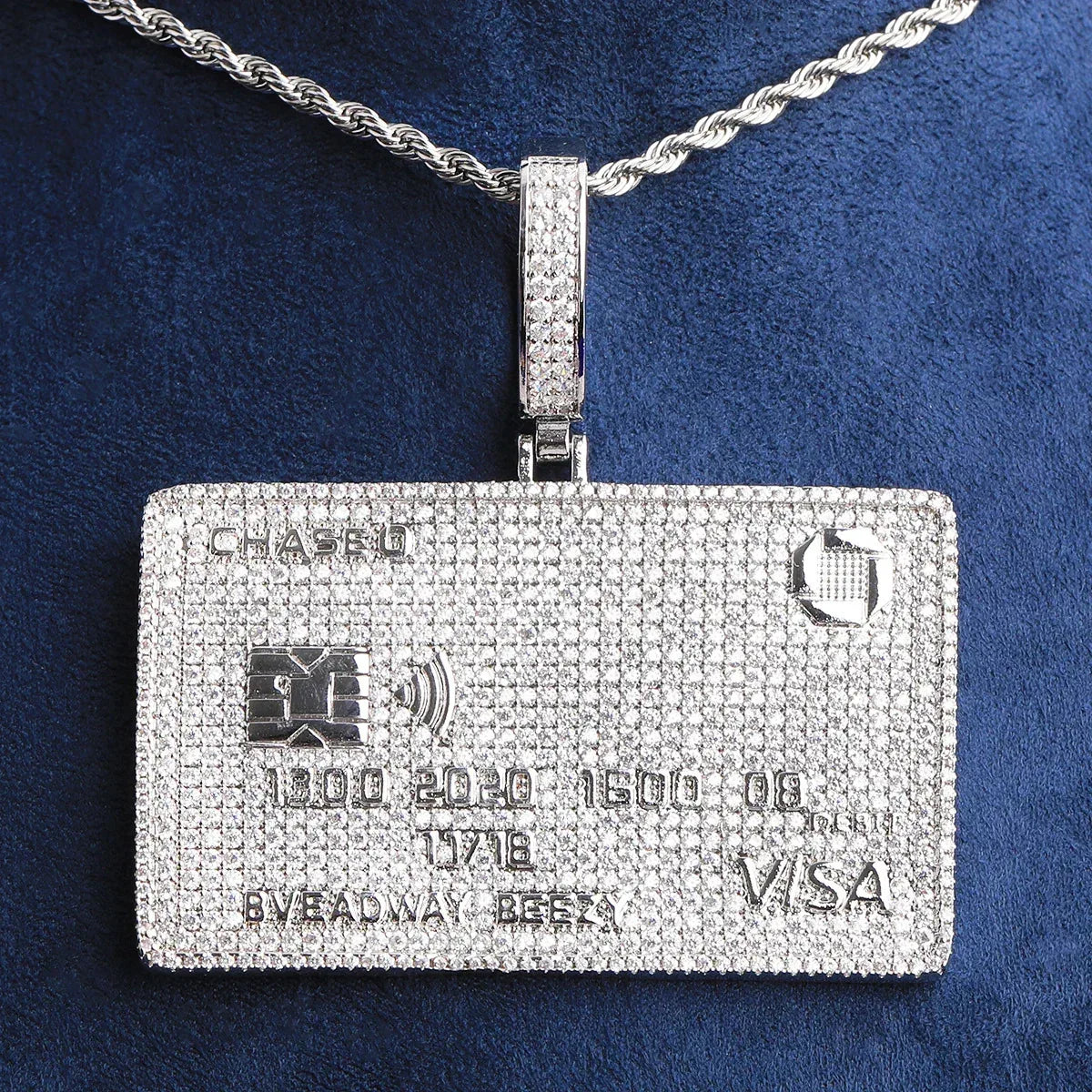Luxury Iced Out Credit Card Pendant for Men | Hip Hop Money Statement Necklace | Genuine Copper CZ Jewelry | Senior Sense Bling | Caratix - CaratixJewelry