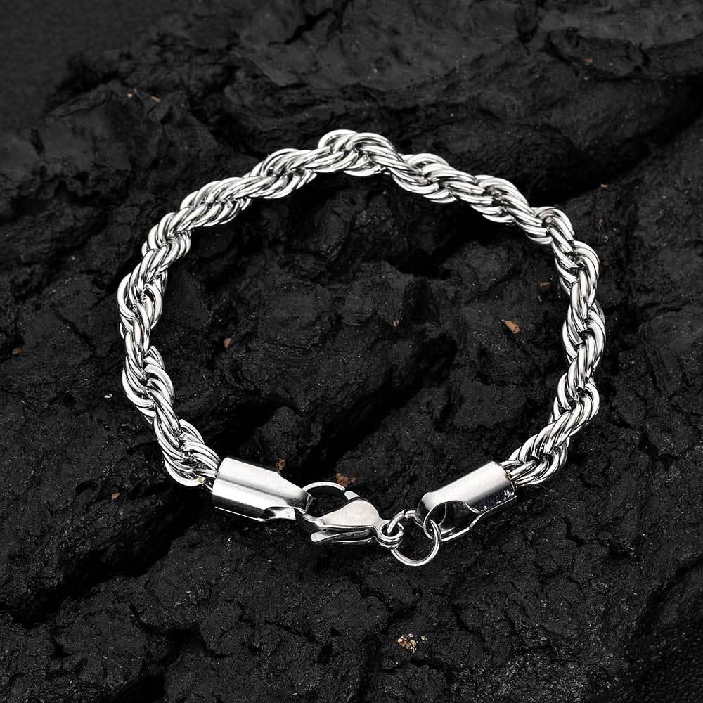 Rope Chain Necklace Titanium Gold Tone Hip Hop Jewelry | Caratix - CaratixJewelry