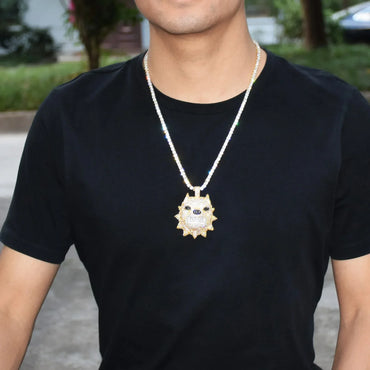 Iced Out 3D Pitbull Dog Pendant | Men's American Bully Head Necklace | Premium Copper CZ Canine Jewelry | Beast Mode Bling | Caratix - CaratixJewelry