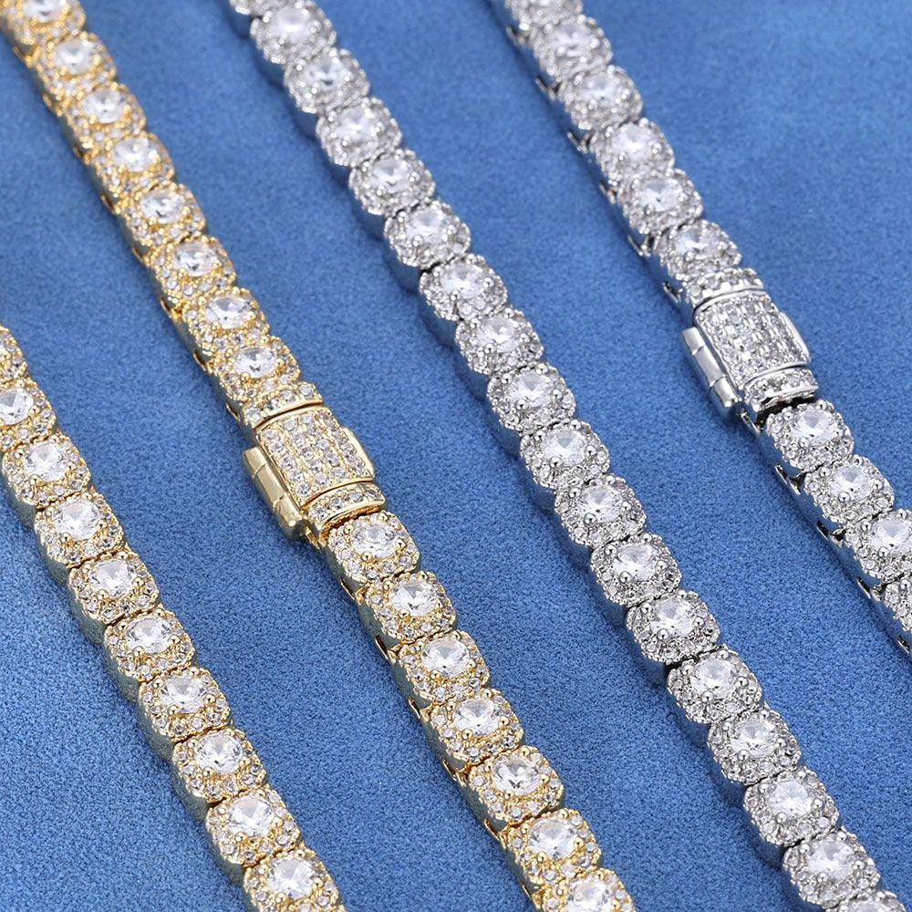 Custom 5mm S925 Silver Baguette Necklace | Flip-Clasp Hip Hop Bling for Women | Caratix - CaratixJewelry