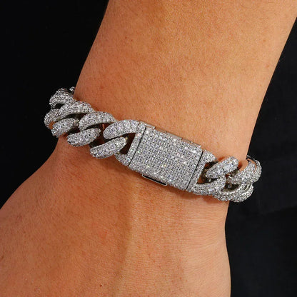 Bubble Iced-Out Cuban Link Bracelet with Zircon Stones - CaratixJewelry