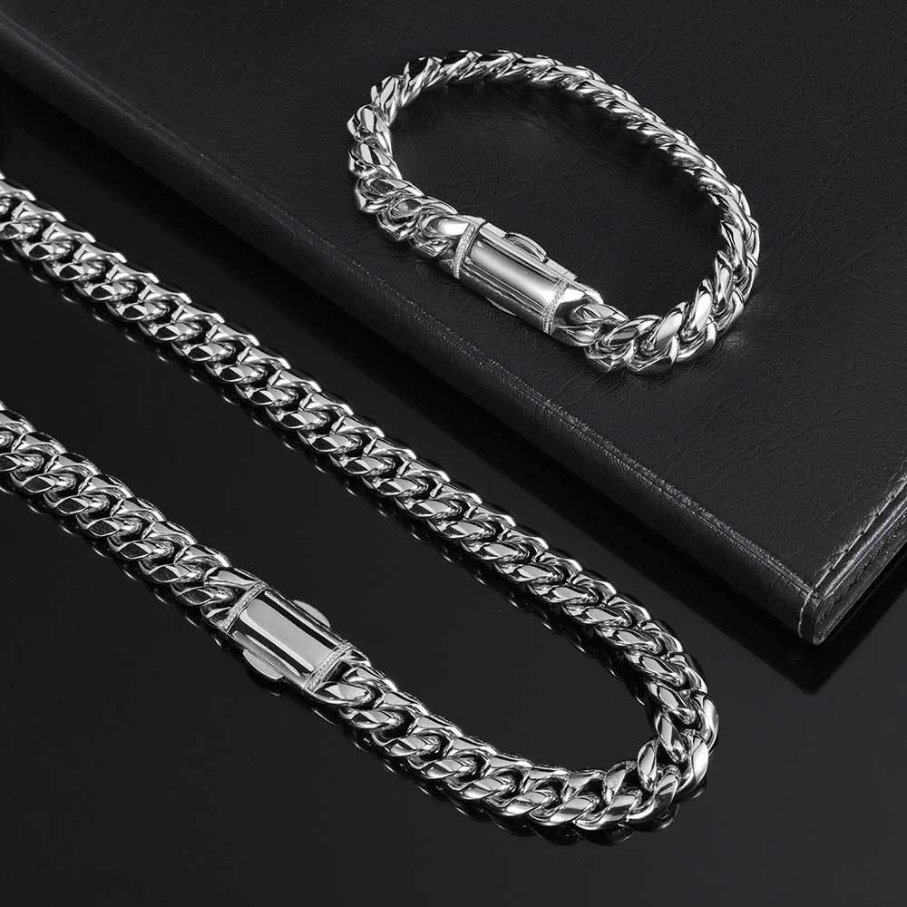 12mm Rounded Cuban Chain Stainless Steel Rapper Necklace for Men | Caratix Jewelry - CaratixJewelry