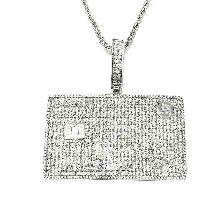 Luxury Iced Out Credit Card Pendant for Men | Hip Hop Money Statement Necklace | Genuine Copper CZ Jewelry | Senior Sense Bling | Caratix - CaratixJewelry