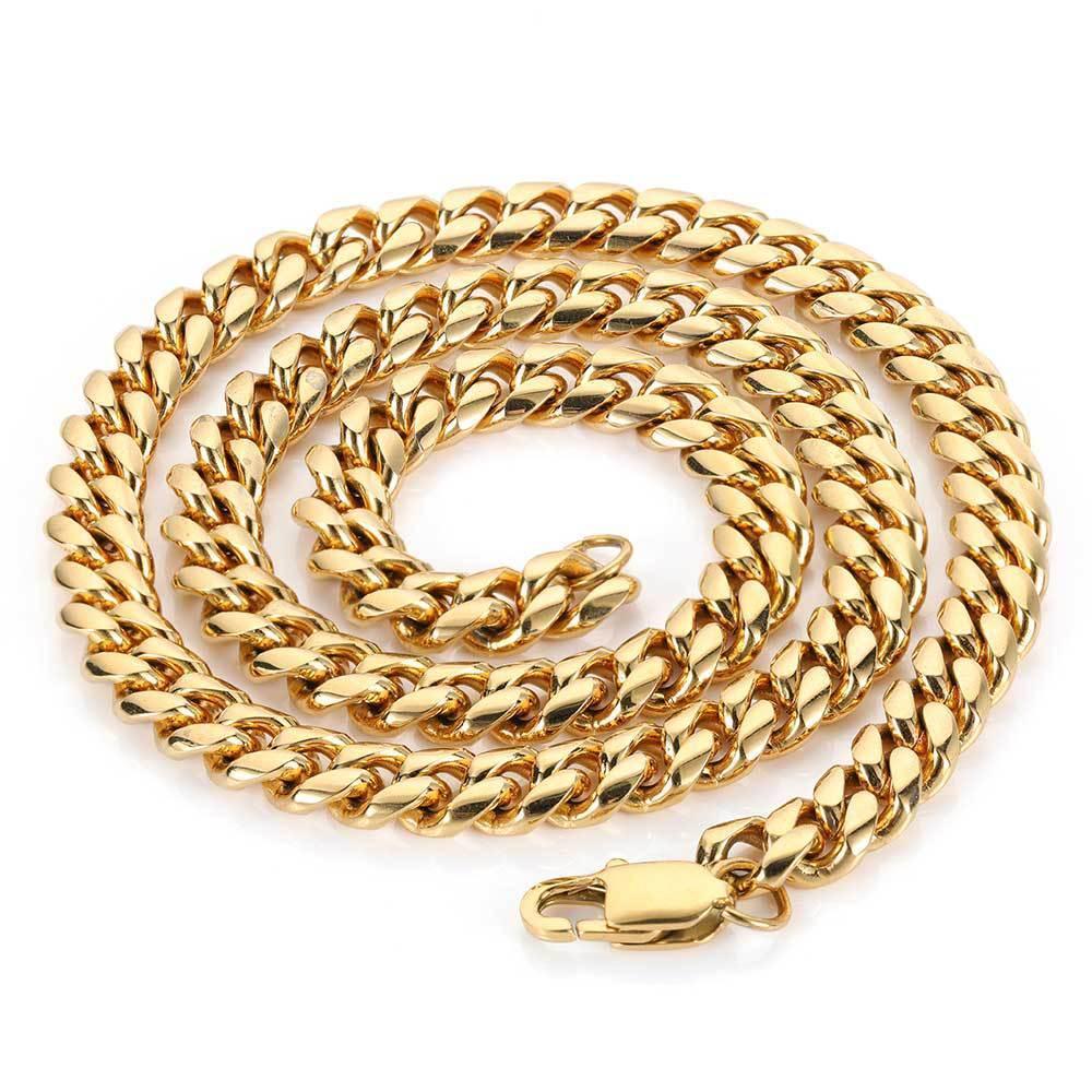 Cuban Chain Necklace with Day Clasp and 18K Gold Plating for Men | Titanium Steel and Stainless Steel | Caratix Jewelry - CaratixJewelry
