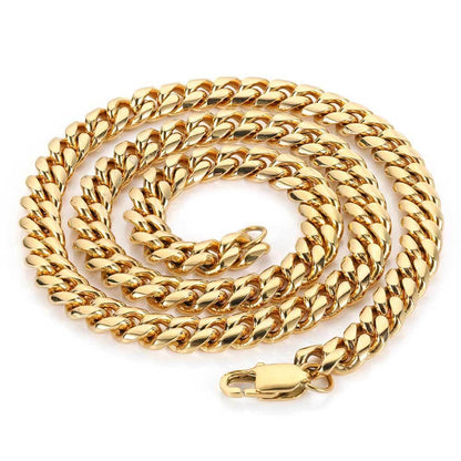 Cuban Chain Necklace with Day Clasp and 18K Gold Plating for Men | Titanium Steel and Stainless Steel | Caratix Jewelry - CaratixJewelry