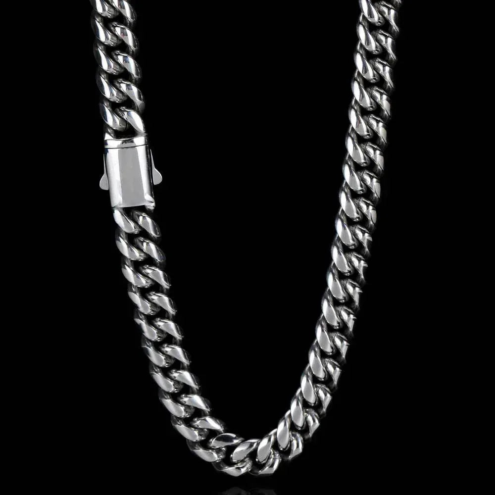 Stainless Steel Cuban Chain Necklace with Spring Clasp Hip Hop Style for Men | Caratix Jewelry - CaratixJewelry
