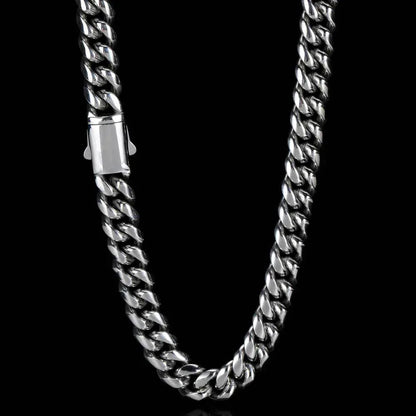 Stainless Steel Cuban Chain Necklace with Spring Clasp Hip Hop Style for Men | Caratix Jewelry - CaratixJewelry