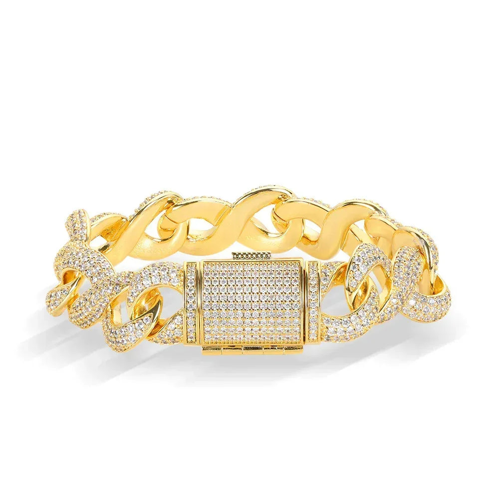 15mm Figure 8 Chain Bracelet Zircon Hip Hop Jewelry for Men | Caratix Jewelry - CaratixJewelry