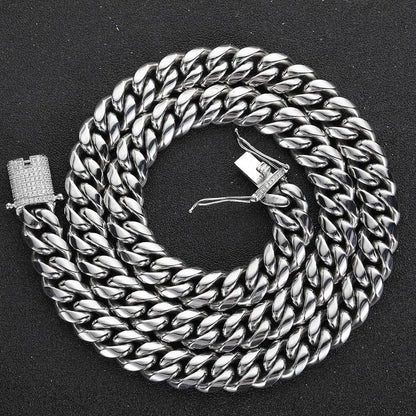 Stainless Steel Titanium Cuban Link Zircon Hip Hop Bracelet Double-Sided Clasp for Men | Caratix Jewelry - CaratixJewelry