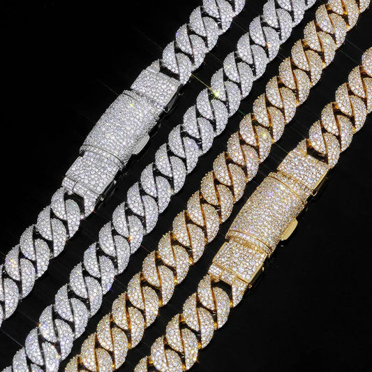 14mm Iced Out Cuban Chain Necklace Zircon Rapper - CaratixJewelry