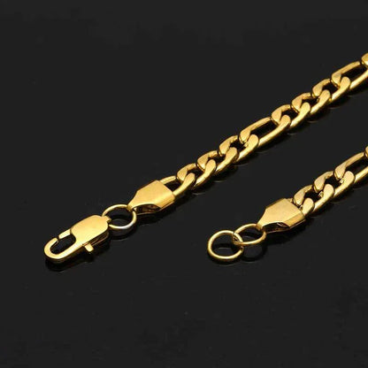 Custom Stainless Steel Figaro Chain Necklace with Box Clasp for Men | Caratix Jewelry - CaratixJewelry