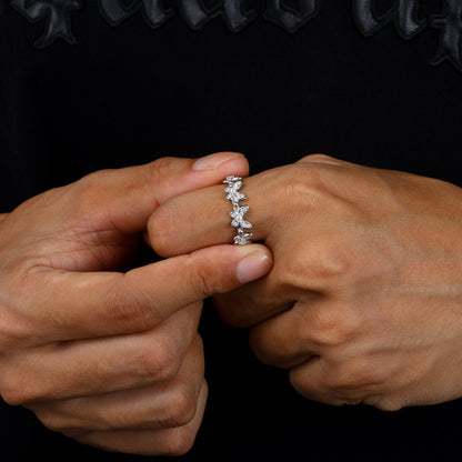 Dainty Moissanite Butterfly Ring 925 Silver Open | Caratix