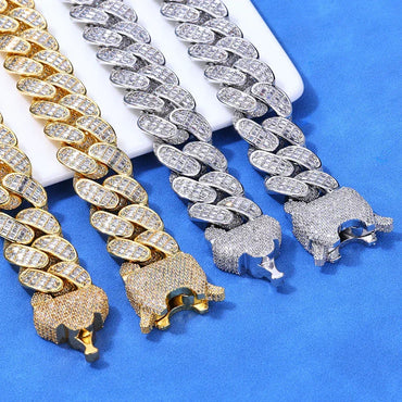 18mm Triple Row T Cut Zircon Cuban Chain Rapper Necklace - CaratixJewelry