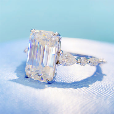 2026 Summer New S925 Silver 4ct Princess Cut Moissanite Ring | 4 Carat Square D VVS1 | Caratix