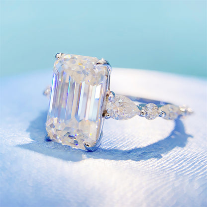2026 Summer New S925 Silver 4ct Princess Cut Moissanite Ring | 4 Carat Square D VVS1 | Caratix