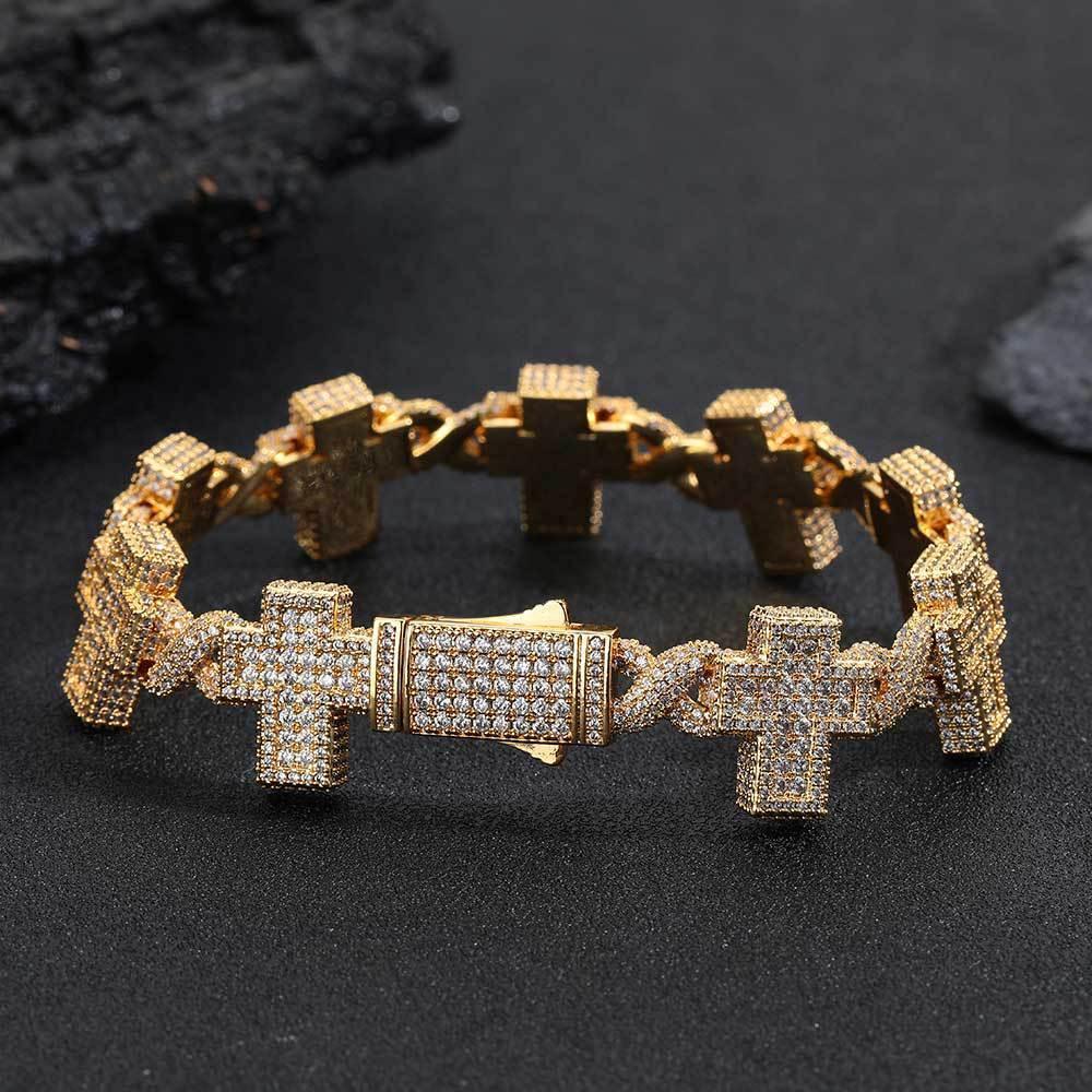 Iced Out Infinity Cross Bracelet Zircon Rapper Iced Out Chain Style for Men | Caratix Jewelry - CaratixJewelry