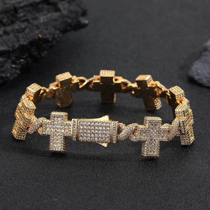 Iced Out Infinity Cross Bracelet Zircon Rapper Iced Out Chain Style for Men | Caratix Jewelry - CaratixJewelry