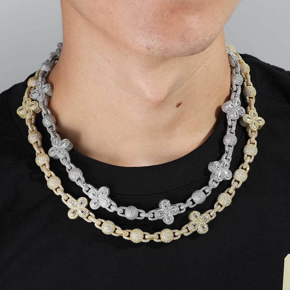 Iced Out Bubble Bead Chain Zircon Hip Hop Necklace for Men | Caratix Jewelry - CaratixJewelry