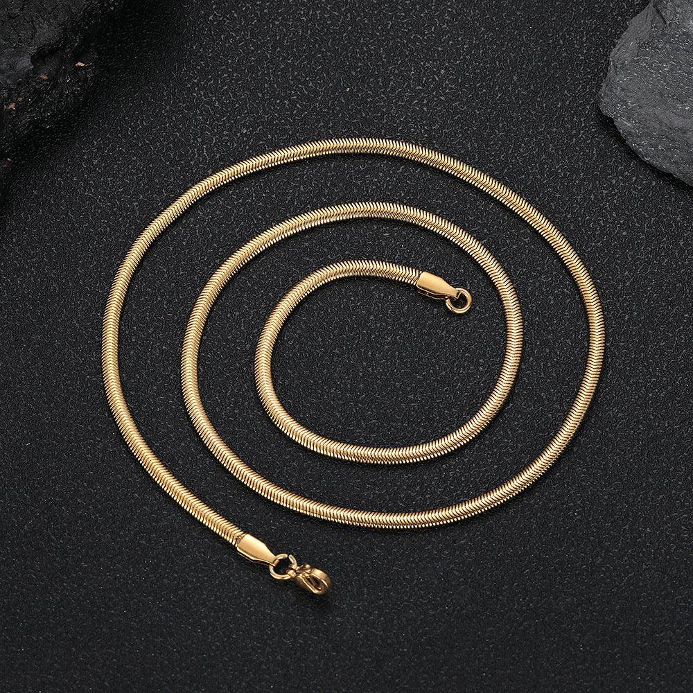 Stainless Steel Snake Chain Necklace Bracelet Hip Hop Bling | Caratix Jewelry - CaratixJewelry