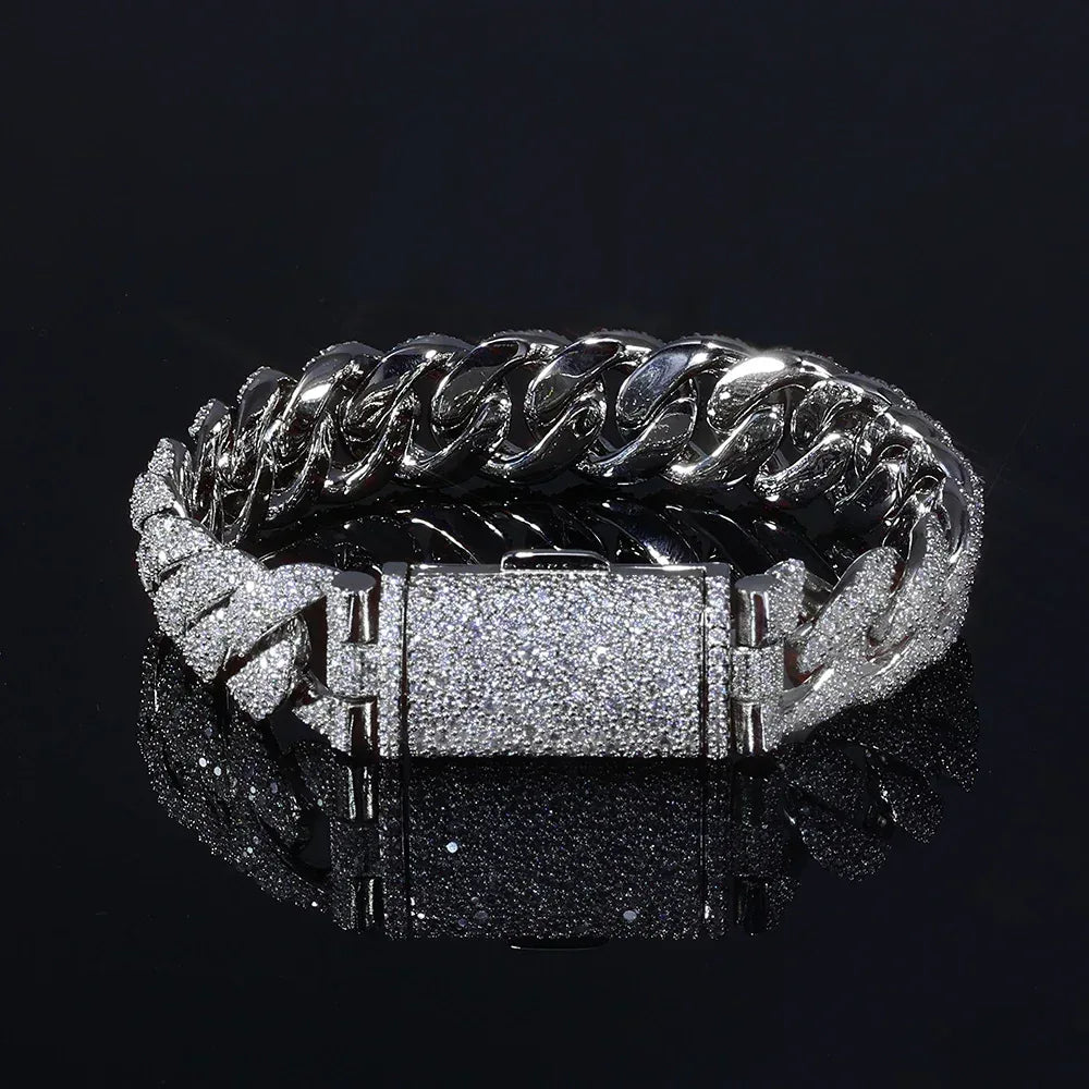 14mm Cuban Link Hip Hop Bracelet Rapper Iced Out Chain Style - CaratixJewelry