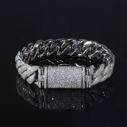 14mm Cuban Link Hip Hop Bracelet Rapper Iced Out Chain Style - CaratixJewelry