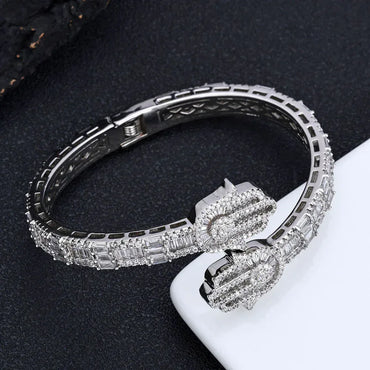 Mixed Zircon Hand of Fatima Bracelet for Men | High-End Hip Hop Jewelry | Caratix Jewelry - CaratixJewelry