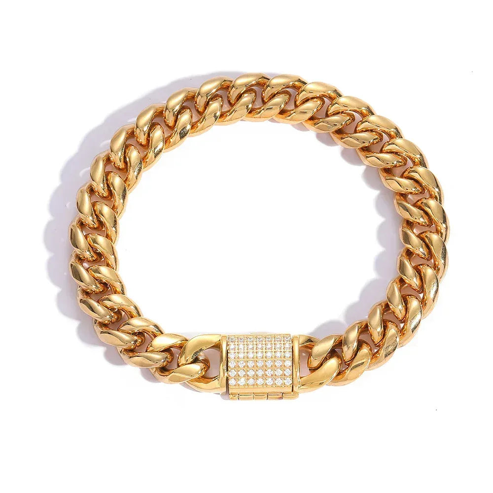 Cuban Link Zircon Hip Hop Bracelet Gold Chain Rapper Caratix - CaratixJewelry
