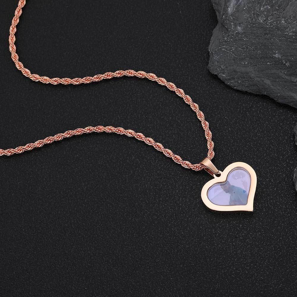 Custom DIY Stainless Steel Heart Photo Pendant Necklace for Men | Caratix Jewelry - CaratixJewelry