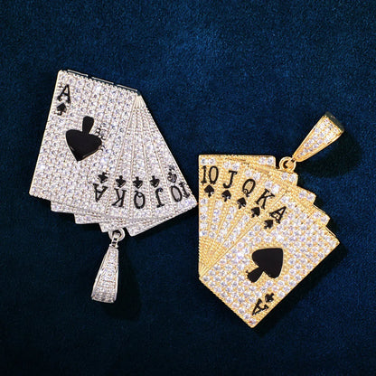 Iced Out Ace of Spades Pendant Necklace – Hip Hop CZ Playing Card Jewelry for Men - CaratixJewelry