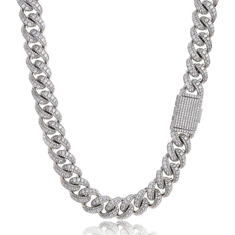 Bold Moissanite Cuban Link Chain – S925 Sterling Silver Iced-Out Hip Hop Men’s Luxury Statement Streetwear Necklace - CaratixJewelry