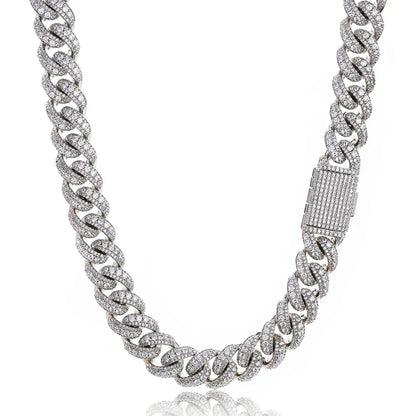 Bold Moissanite Cuban Link Chain – S925 Sterling Silver Iced-Out Hip Hop Men’s Luxury Statement Streetwear Necklace - CaratixJewelry