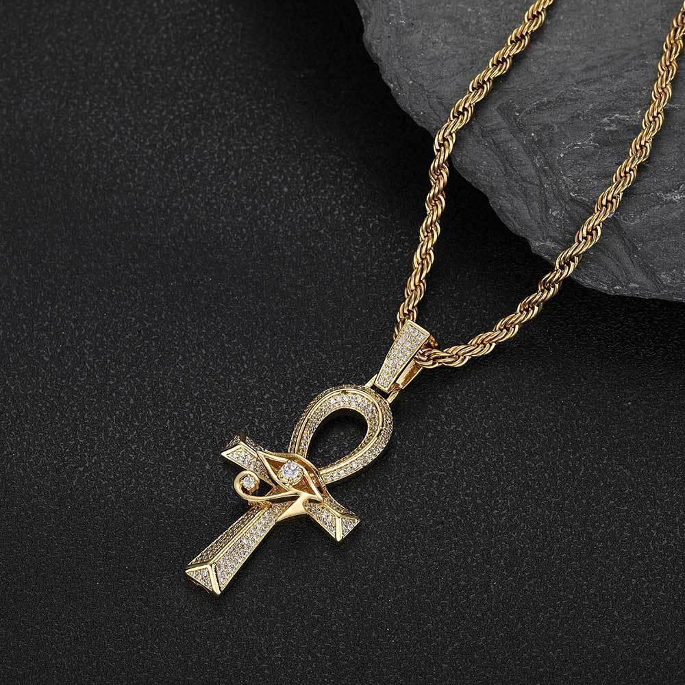 Custom Full Cross Pendant Necklace with Zircon Stones for Men | Caratix Jewelry - CaratixJewelry
