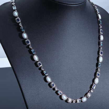 6mm Colored Gemstone Opal Style Chain Necklace Rapper Iced Out Chain for Men | Caratix Jewelry - CaratixJewelry