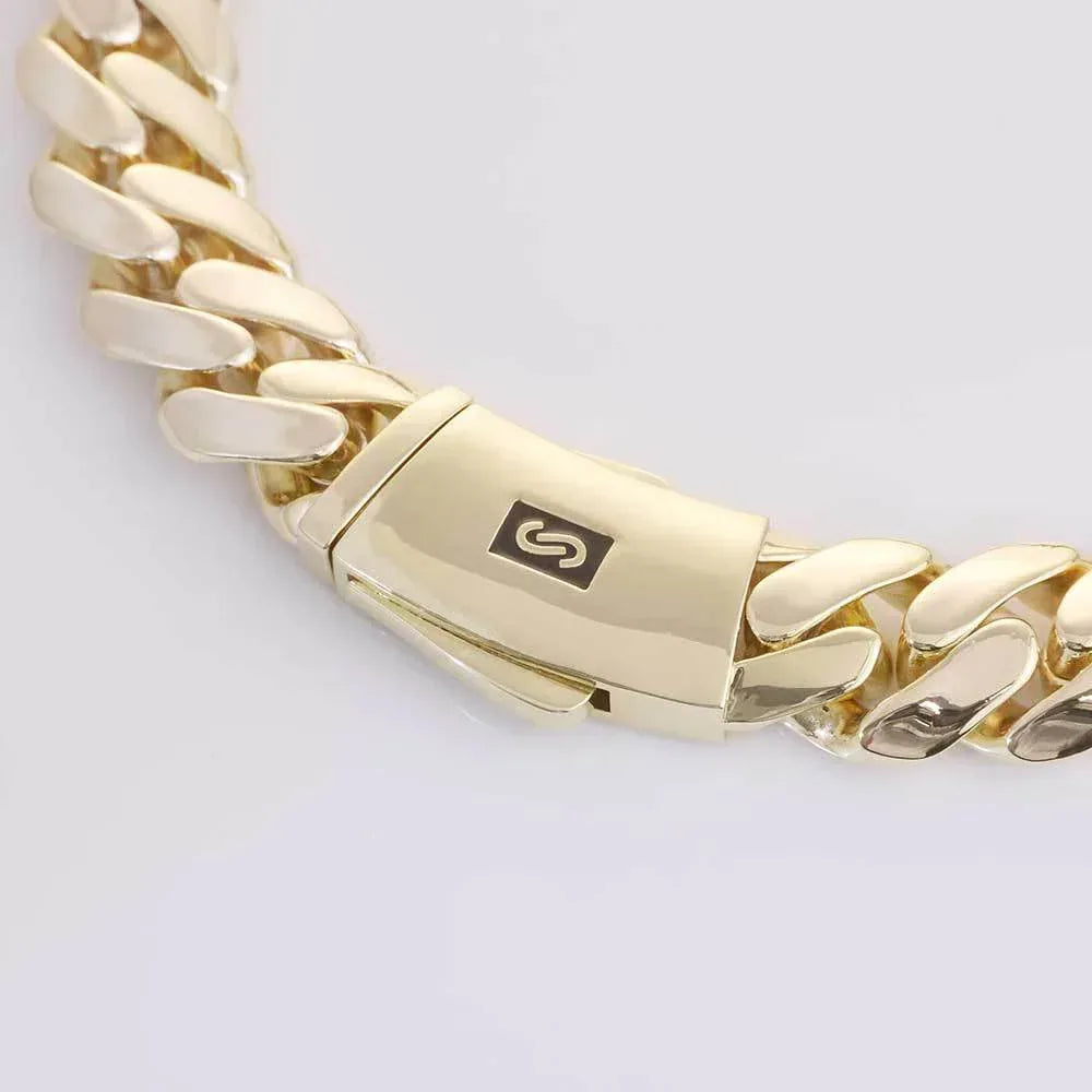 20mm Polished Cuban Link Necklace Gold Chain Rapper Style for Men | Caratix Jewelry - CaratixJewelry